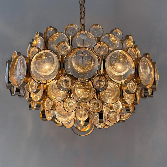 Postmodern 24-Karat Gold-Plated 6-Light Chandelier by Gaetano Sciolari for Palwa, 1970s For Sale - Image 14 of 18