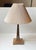 A tall stylish architecturally perceived table light featuring an obelisk rod/stem set with a black widow spider in silver...