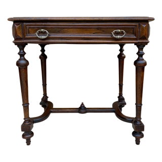 Louis XVI French Walnut Side Table with drawer, 1920s For Sale
