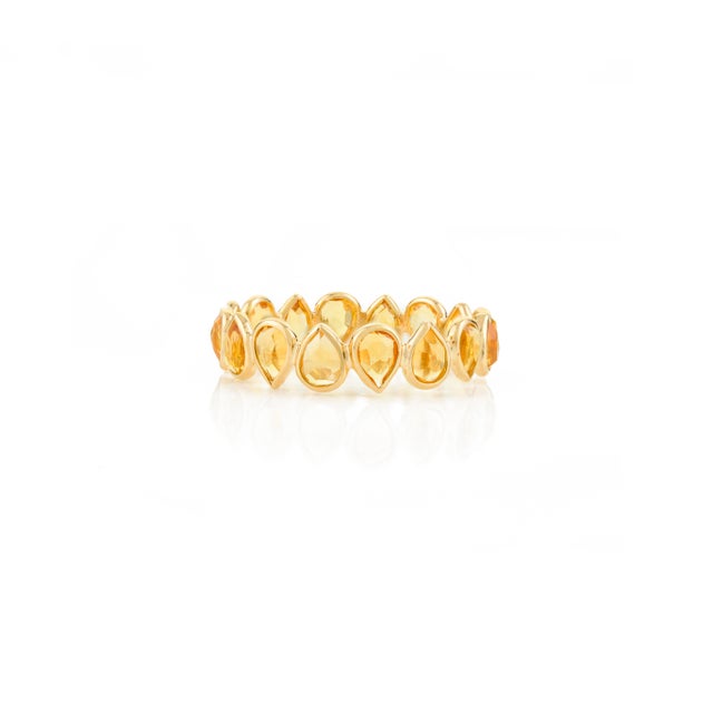 American Natural Citrine Stackable Eternity Band Ring Size 6.5 in 18k Yellow Gold For Sale - Image 3 of 11