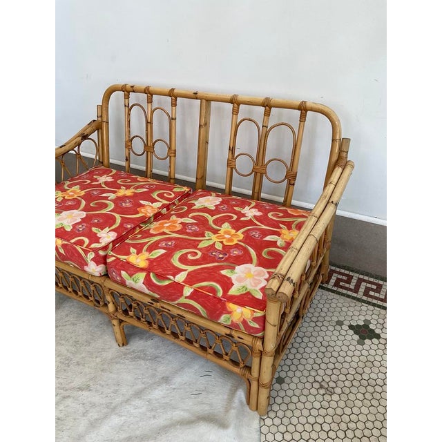 1970s 1970s Mid-Century Modern Broyhill Boho Rattan & Bamboo 2-Seater Sofa For Sale - Image 5 of 18