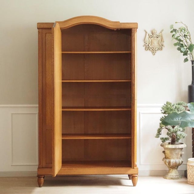 Art Nouveau Wardrobe in Oak with Oval Mirror For Sale - Image 9 of 17