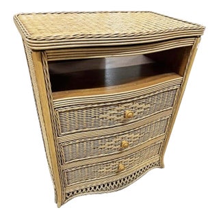 Wicker Rattan Swivel Top Dresser Chest For Sale