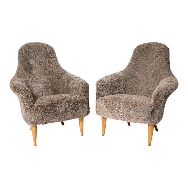 Set of 2 "Big Adam" Chairs Attributed to Kerstin Hörlin-Holmquist, Sweden 1950s For Sale
