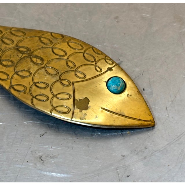 Vintage Israeli Brass Fish Bottle Opener For Sale - Image 4 of 5