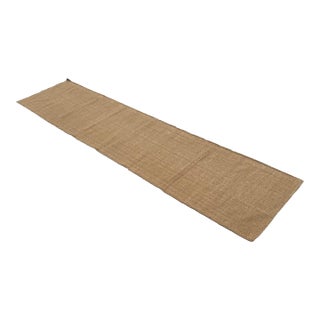 Handmade New Zealand Wool Dhurrie Runner, Solid Beige Runner Rug - 2.5'x10' For Sale