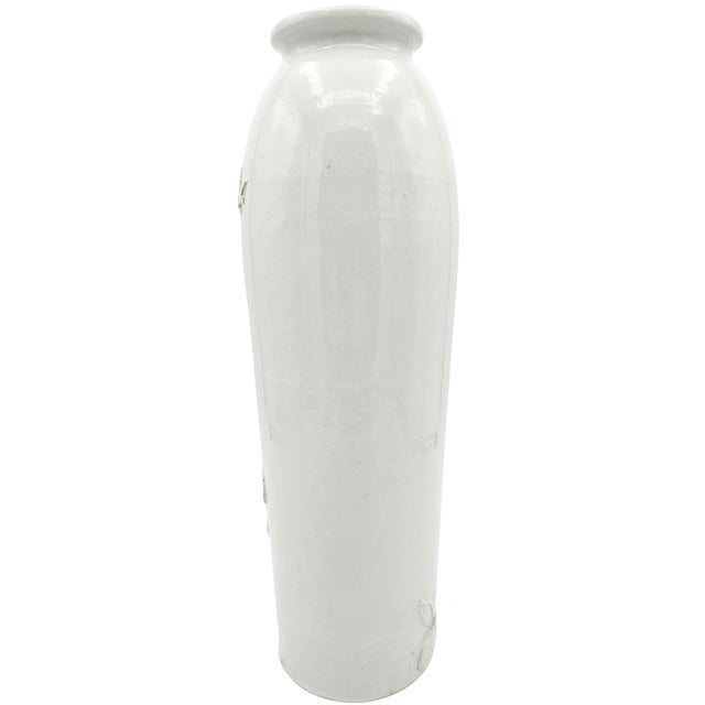 Blance de Chine Dehua Porcelain Vase Bamboo and Phoenix Motifs has measurements of approximately 6"x6"x17.25".