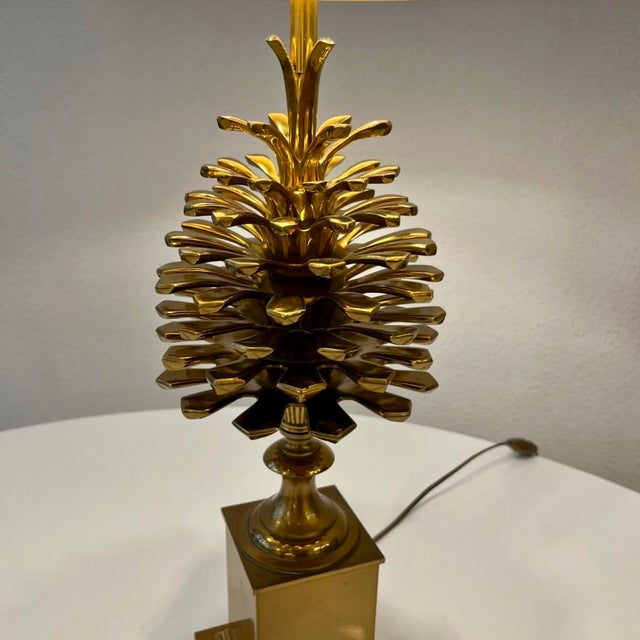 Maison Charles Pine Cone Table Lamp in Brass and Gilt Bronze from Maison Charles, Paris, 1970s For Sale - Image 4 of 14