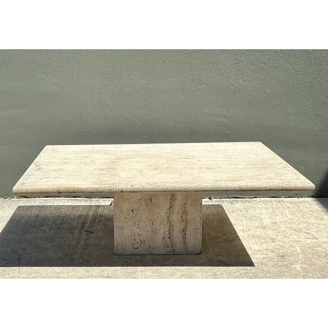 Late 20th Century Vintage Italian Travertine Coffee Table For Sale - Image 5 of 12