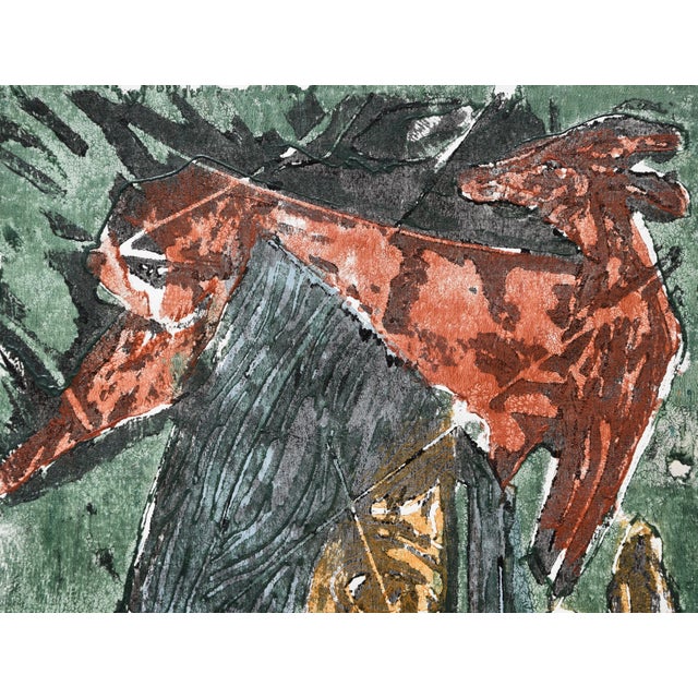 Paper Emil Sorge, Woman and Roe Deer, 1990, Woodcut For Sale - Image 7 of 12