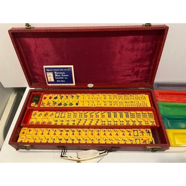 Mid 20th Century National Mahjong League Bakelite set with original case and the much sought after Butterscotch Bakelite...