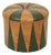 Vintage Round Pouf in Green and Brown Two-Tone Skai, 1960s For Sale