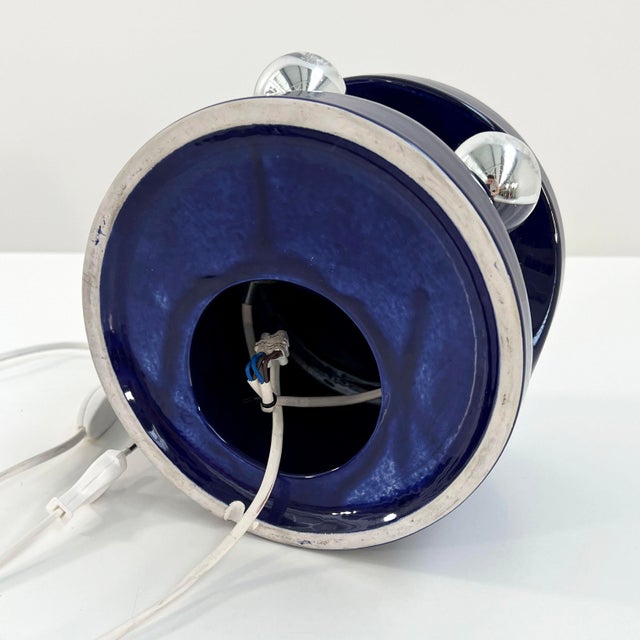 Night Blue Stacking Ceramic Table Lamp from Perdomello, Italy, 1970s For Sale - Image 9 of 10