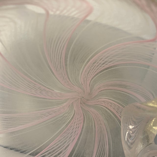 Mid-Century Modern Mid-20th Century Murano Pink & White Zanfirico Glass Seashell Catchall Dish For Sale - Image 3 of 6