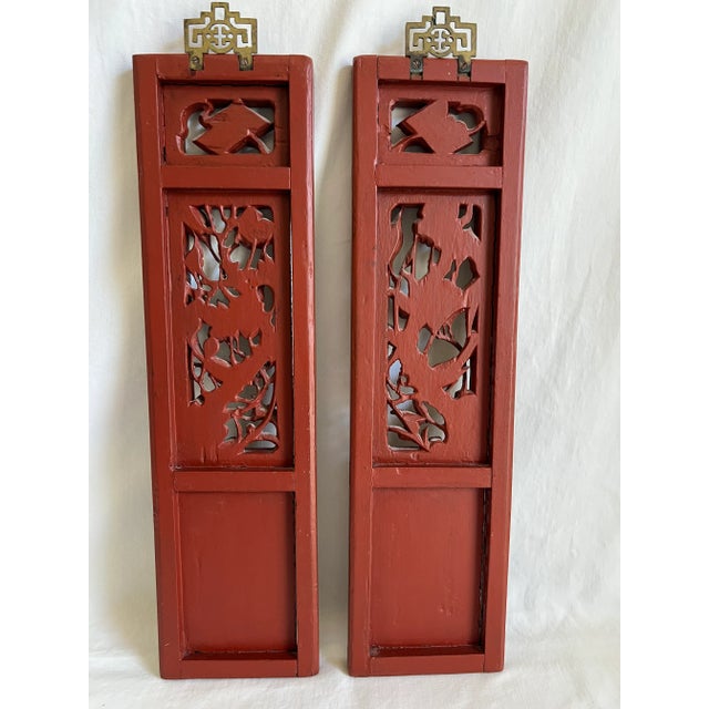 Antique Chinese Carved Wood Wall Hangings- Set of 2 For Sale - Image 9 of 14