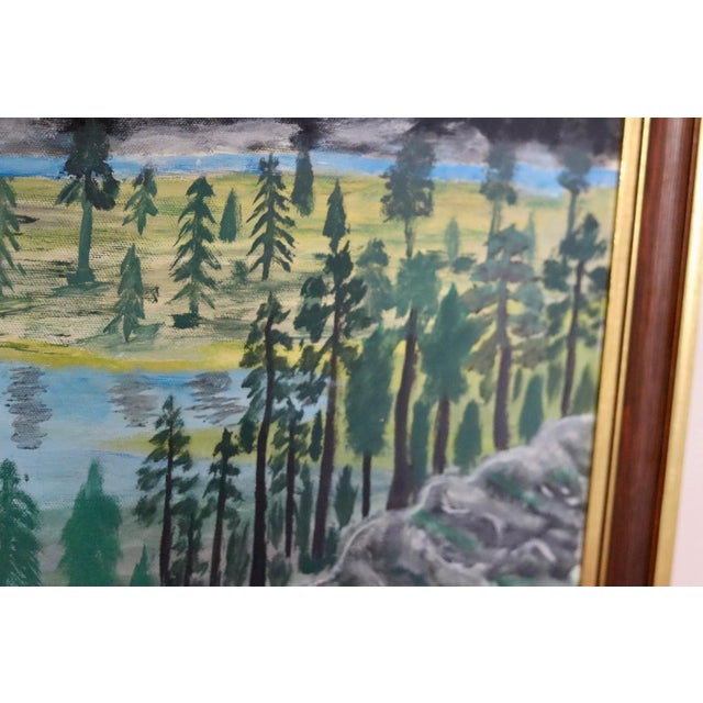 Mid-Century Modern Ragnar Alnevik, Morning Mist Over the Forest Lake, 1978, Oil on Canvas, Framed For Sale - Image 3 of 11