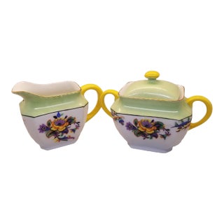 Porcelain Moschendorf Factory, Bavaria, Germany Art Deco Creamer and Sugar For Sale