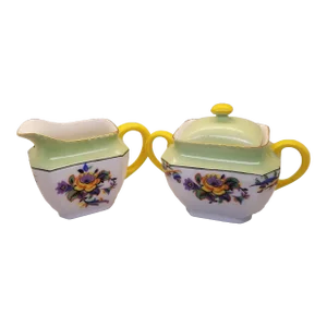 Porcelain Moschendorf Factory, Bavaria, Germany Art Deco Creamer and Sugar