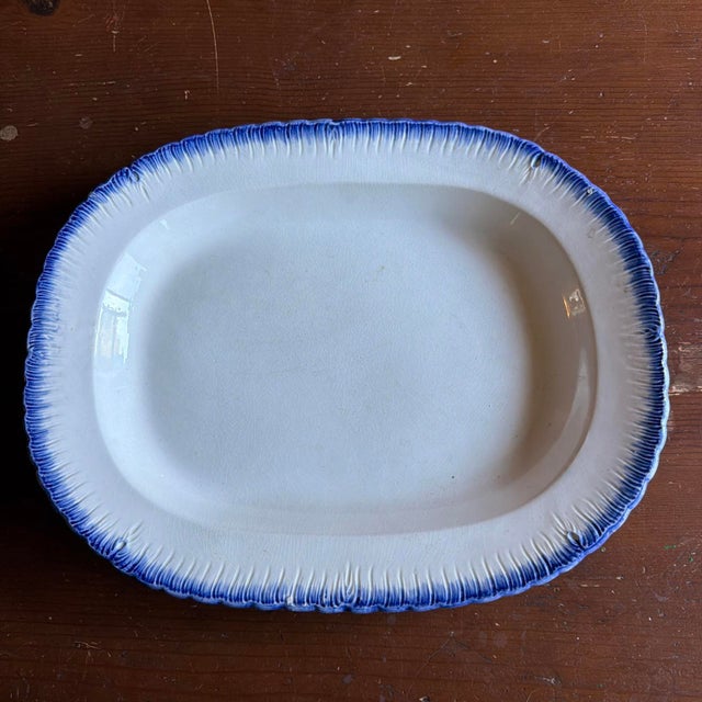 Antique Pearlware Blue Feather Edge Platter, English, Early 19th Century For Sale - Image 6 of 18