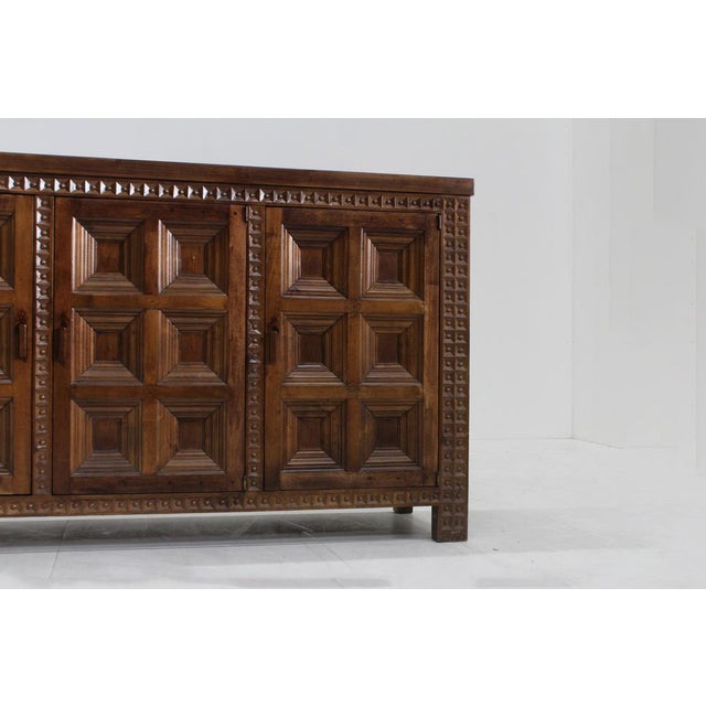 Brown Vintage Spanish Brutalist Sideboard in Walnut, 1970s For Sale - Image 8 of 10