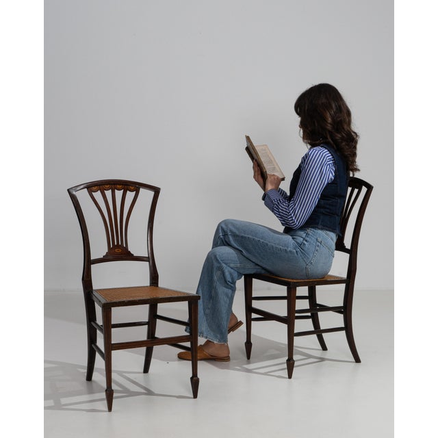 19th Century 19th Century Pair Of Georgian Chairs With Rattan Seats For Sale - Image 5 of 14