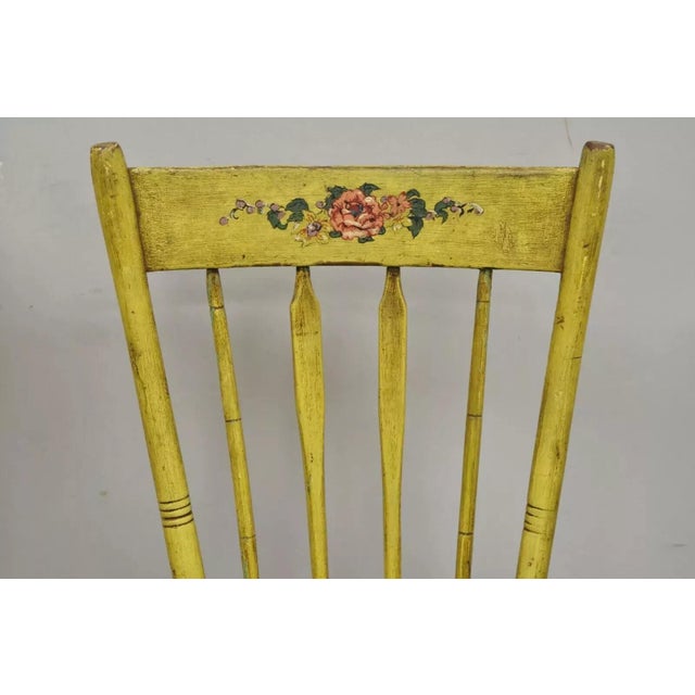 Late 19th Century Frederick Loeser & Co Yellow Primitive Hitchcock Style Side Chairs - Pair For Sale In Philadelphia - Image 6 of 12