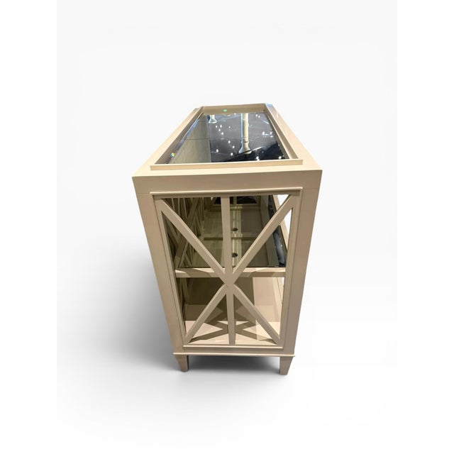 Attributed Barbara Barry for Henredon Taupe Mirrored Console Table For Sale In Boston - Image 6 of 10