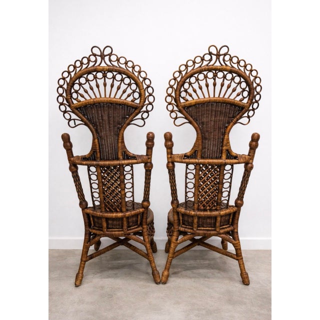 Heywood-Wakefield 19th Century Heywood - Wakefield American Victorian Wicker Accent Chairs - A Pair For Sale - Image 4 of 12