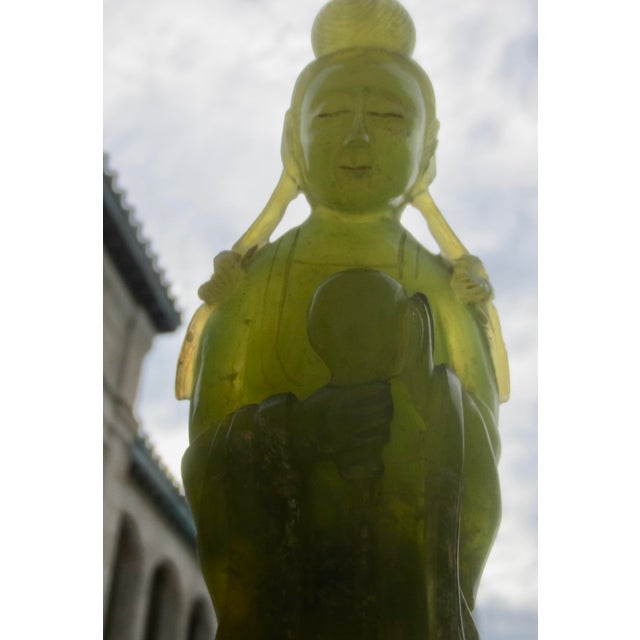 Chinese Florite Carved Standing Kuan Yin For Sale - Image 11 of 12