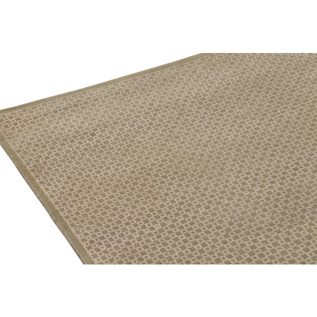 Rug & Kilim Rug & Kilim’s Contemporary Rug in Beige-Brown and Green Geometric Pattern For Sale - Image 4 of 6