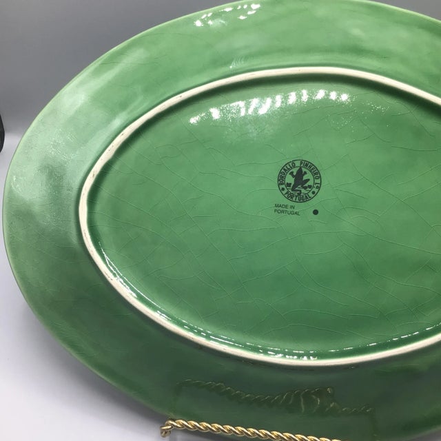 Portuguese Bordallo Pinheiro Green Grape and Leaf Oval Serving Dish For Sale - Image 9 of 12