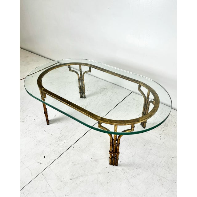 Vintage Gilt Gold Faux Bamboo Coffee Table For Sale - Image 9 of 10