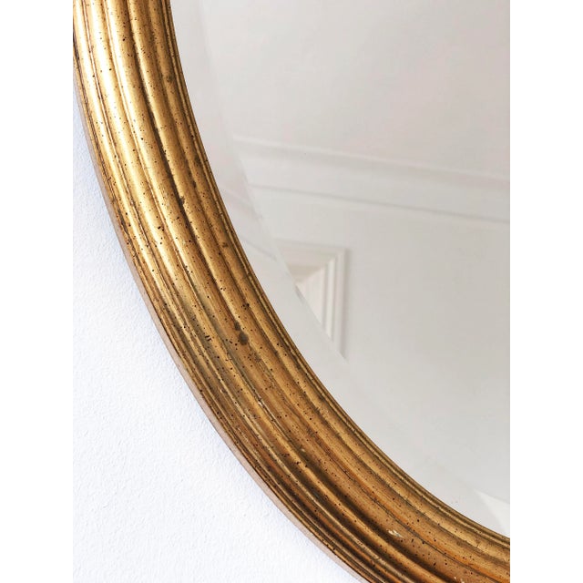 Gold Pair of Vintage Deknudt Giltwood Oval Beveled Mirrors – Hollywood Regency, Belgium, 1970s For Sale - Image 8 of 13