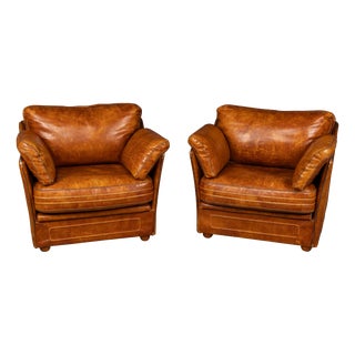 Vintage French Leather Chairs in the style of Roche Bobois, 1970s, Set of 2 For Sale
