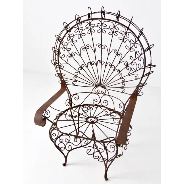 Black Vintage Wrought Iron Peacock Chair For Sale - Image 8 of 9