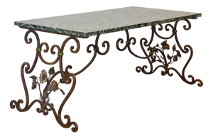 Vintage Wrought Iron and Marble Coffee Table, 1960s