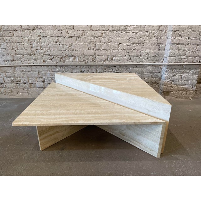 1970s Up and Up Travertine Coffee Table - Set of 2 | Chairish
