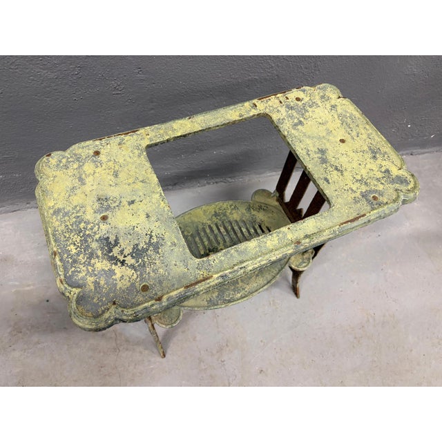 Vintage Metal Table with Integrated Opening and Lower Shelf For Sale - Image 5 of 7