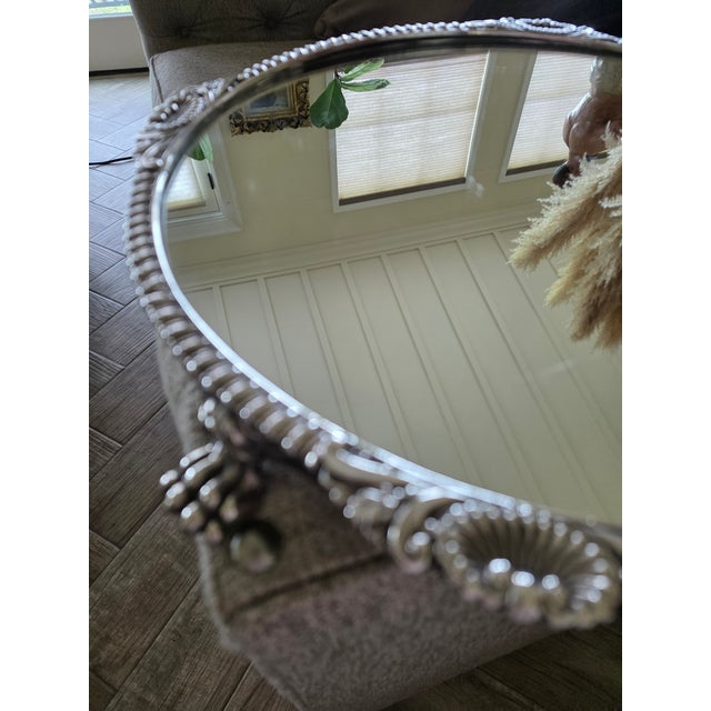 Antique Sheffield Silverplated Plateau Mirror Tray For Sale - Image 4 of 7