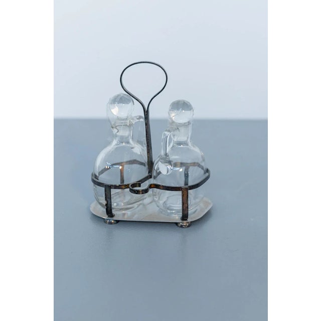 Beautiful glass oil and vinegar service designed by Gio Ponti in the 1950s, Italian made. The set is made entirely of...