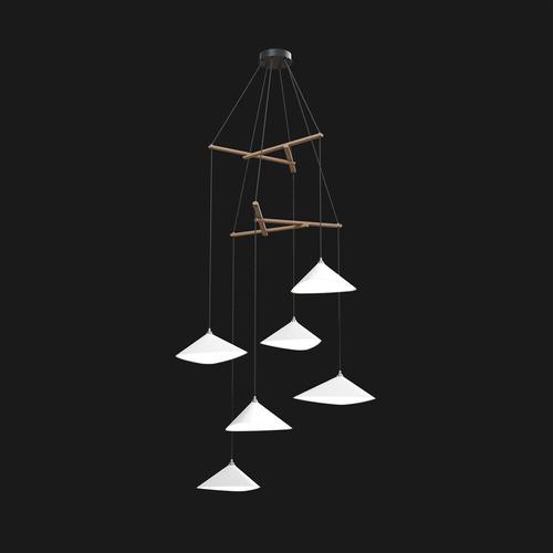 Emily V6 Vertical Chandelier in Steel with Dark Bronze Finish by Moss Objects For Sale - Image 4 of 9