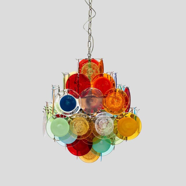 Pulegoso and Sommerso Glass Disc Chandelier from Vistosi, 1980s For Sale - Image 3 of 13