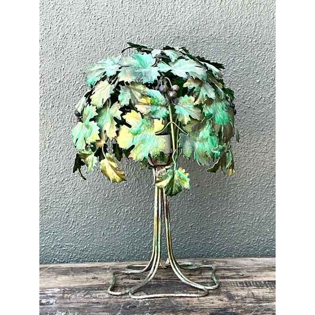 Vintage Italian Grape Leaf Table Lamp For Sale - Image 4 of 12