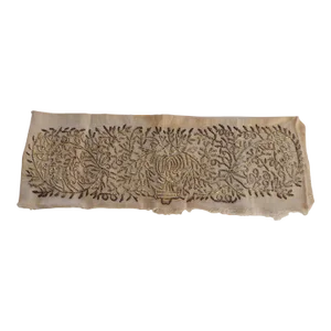 Antique Heavy Gold Metallic Threads Embroidered Textile Fragment
