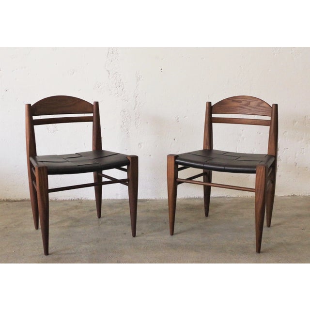 Billiani 1911 chairs in ash wood with woven leather seat, 2000s. I have official proof of authenticity such as vintage...