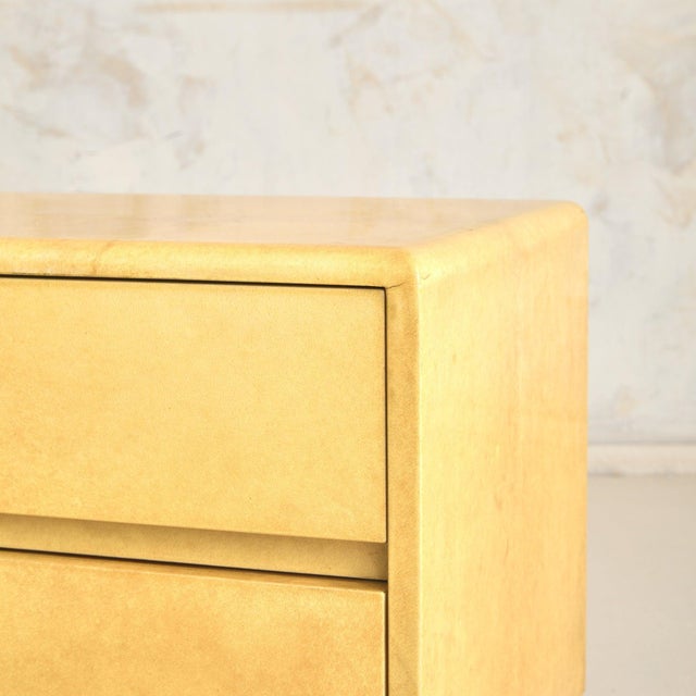 Italian Lacquered Goatskin Parchment Nightstand by Aldo Tura, 1960s For Sale - Image 9 of 11