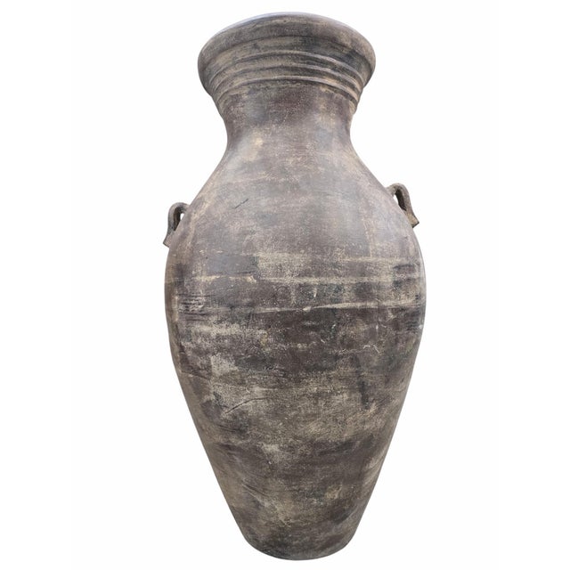 Ceramic Vintage Rustic Mediterranean Terracotta Amphora Floor Vase For Sale - Image 7 of 9