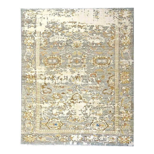 21st Century Turkish Oushak Wool & Silk 5x6 Gray, Ivory & Yellow Handmade Area Rug #1144146 For Sale