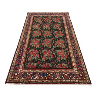 Vintage Afshar Rug 5'4'' X 8'3'' Black Wool Traditional Hand-Knotted Carpet For Sale