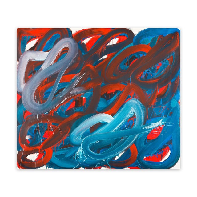 Contemporary Abstract Oil on Canvas Painting "Swirl 5" by Leon Phillips For Sale